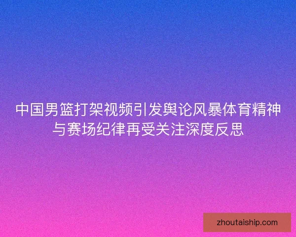 中国男篮打架视频引发舆论风暴体育精神与赛场纪律再受关注深度反思