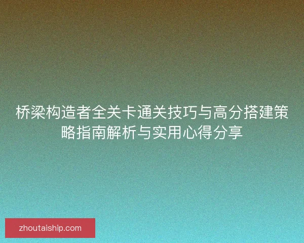 桥梁构造者全关卡通关技巧与高分搭建策略指南解析与实用心得分享