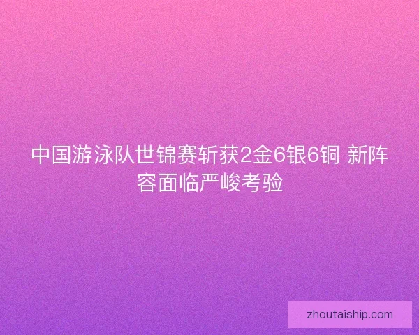 中国游泳队世锦赛斩获2金6银6铜 新阵容面临严峻考验