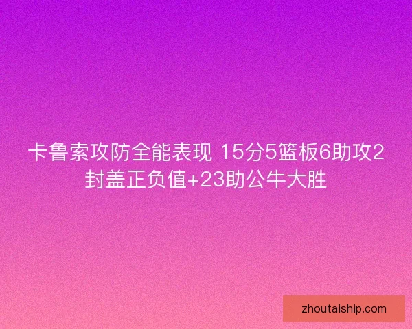卡鲁索攻防全能表现 15分5篮板6助攻2封盖正负值+23助公牛大胜